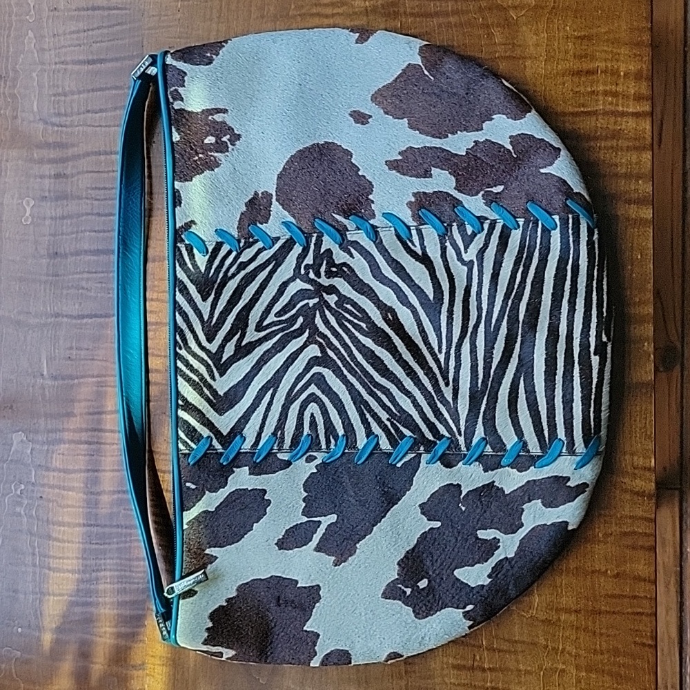 90s RAFĒ NEW YORK CALF HAIR COW AND ZEBRA PRINT HOBO